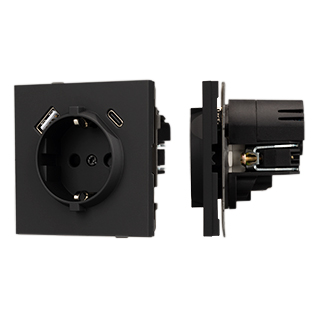 Arlight Механизм розетки с USB зарядкой SCT-TENDO-MUAC-SFPL-BK (230V, 16A) (-) фото