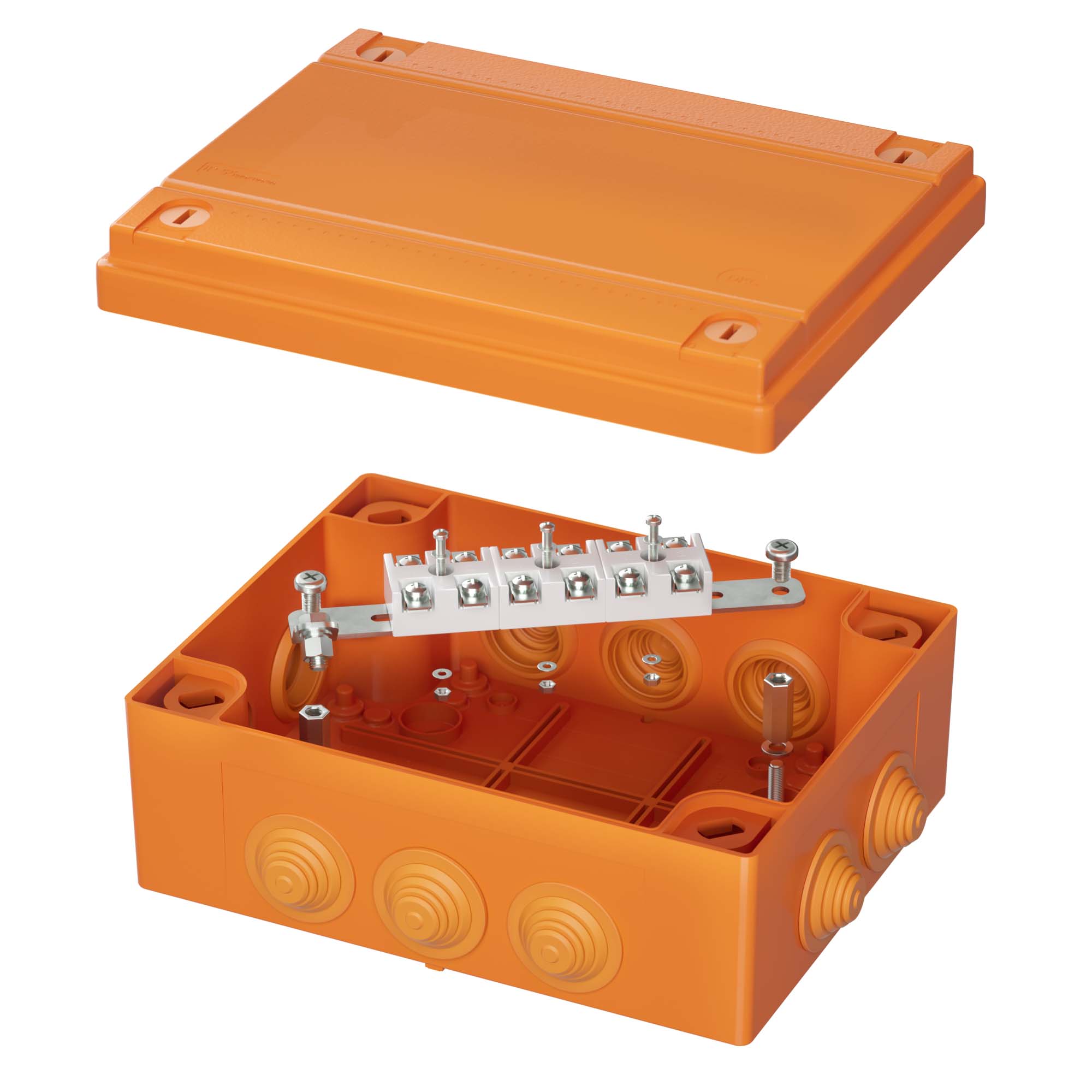 DKC Коробка пластиковая FS с кабельными вводами и клеммниками, IP55, 240x190x90 мм, 6р, 450V, 32A, 10 мм2, нерж.контакт фото