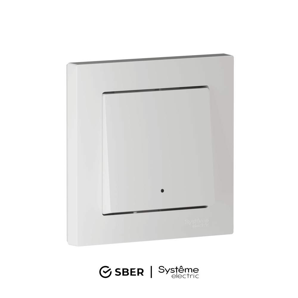 SBER Systeme Electric AtlasDesign Smart Белый Выключатель 1-кл с подсв., Zigbee, сх.1, L+N, 10А, мех., модель SBDV-00196 фото