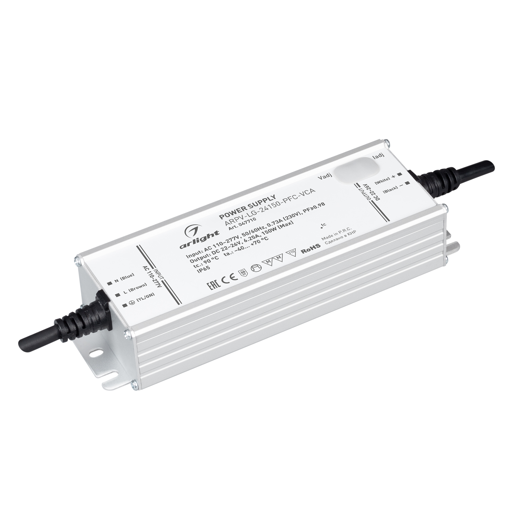 Блок питания ARPV-LG-24150-PFC-VCA (22-26V, 6.25A, 150W) (Arlight, IP65 Металл, 5 лет) фото