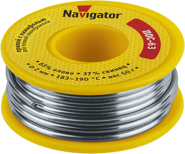 Припой Navigator NEM-Pos05-63K-2-K50 (ПОС-63, катушка, 2 мм, 50 гр)