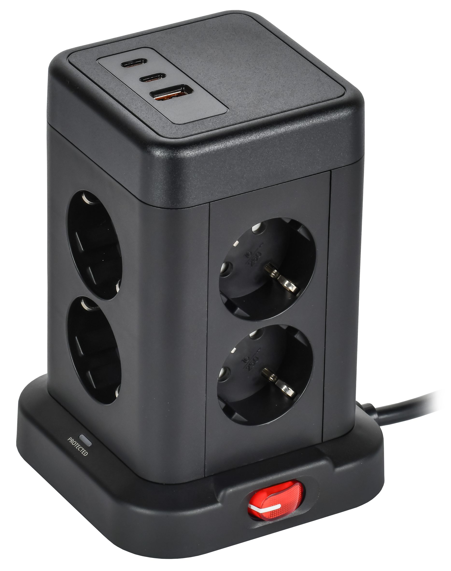 IEK DOMINIC Удлинитель У08K 1,5м 3х1мм2 USB A+C 20Вт чер. фото
