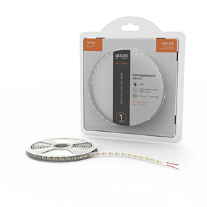 Gauss Лента Basic 12V 10W/m 700lm/m 3000K IP65 LED 5m 1/100 фото