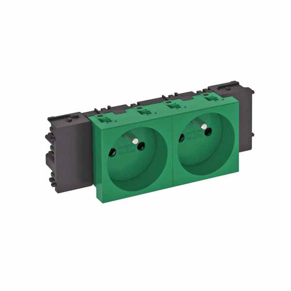 Розетка силовая 0° двойная Modul45connect 16А 250В зеленая