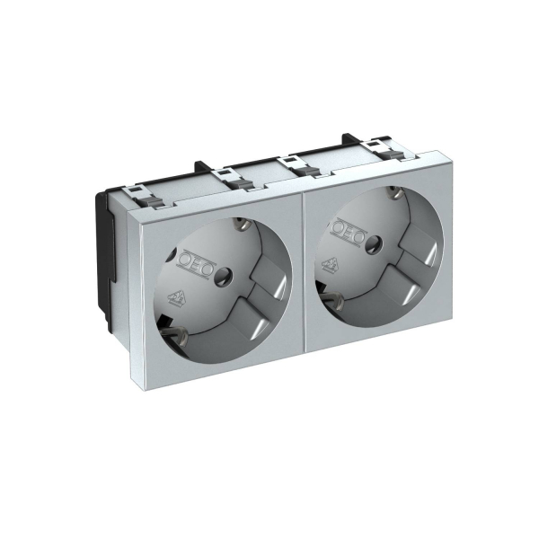 Розетка 33° с заземляющим контактом, двойная STD-D3 AL2