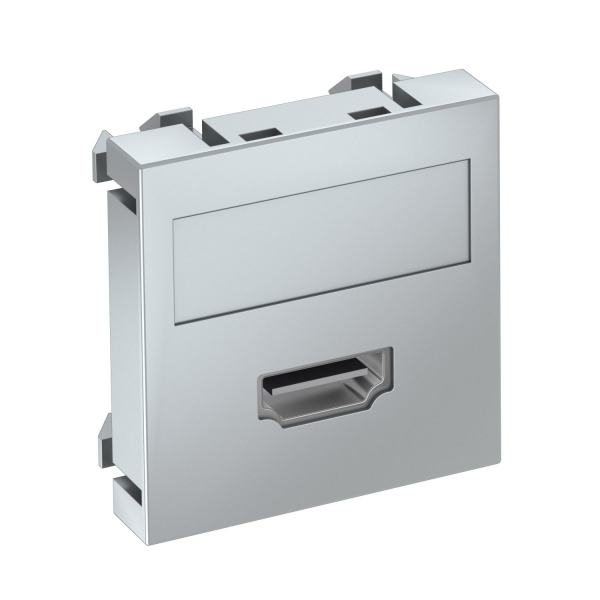 Розетка мультимедийная HDMI, 1 модуль Modul45, цвет алюминиевый лак